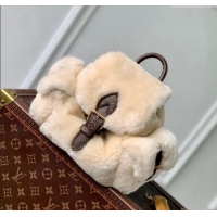 Promotional Louis Vuitton Nano Teddy Backpack bag in Cream White Shearling Wool M11919 2024