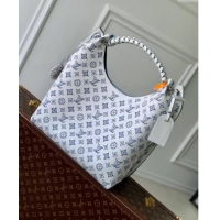 Famous Brand Louis Vuitton Carmel Hobo Bag in Mahina Perforated Leather M11735 White/Blue 2024