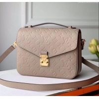 Top Quality Louis Vuitton Pochette Metis Monogram Embossed Leather Shoulder Bag M44881 Grey 2024