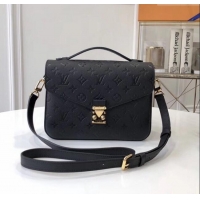 Luxury Cheap Louis Vuitton Pochette Métis Monogram Embossed Calf Leather Bag M41485 Black 2024