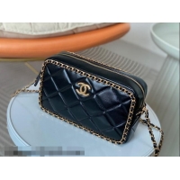 Best Price Chanel Shiny Calfskin Small Camera Case Bag with Chain AS5086 Black 2024 TOP