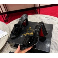 Good Looking Christian Louboutin Jane Heel Slides Sandal 8.5cm in Patent Leather Black 702009