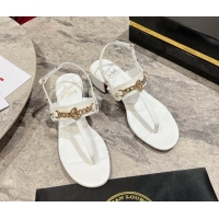 Durable Christian Louboutin MJ Leather Heel Thong Sandals 4.5cm White 904104