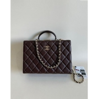 Top Design Chanel Quilted Lambskin Box Bag AS5168 Dark Brown 2024 TOP