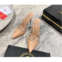 Good Product Christian Louboutin Tatoosh Spikes Mules Pumps 10cm in Lambskin Blush Nude 1011018