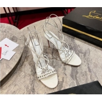 Classic Hot Christian Louboutin Tatoosh Spikes Sandals 10cm in Lambskin with Cross Strap White 1011024