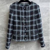 Super Quality Chanel Tweed Jacket 1108 Black/Blue 2024