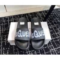 Best Grade Alexander McQueen TPU Slide Sandals with Signature Print Black 430112