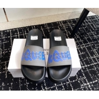 Unique Style Alexander McQueen TPU Slide Sandals with Signature Print Grey 430115