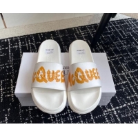 Good Looking Alexander McQueen TPU Slide Sandals with Signature Print Orange 430117