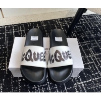 Classic Specials Alexander McQueen TPU Slide Sandals with Signature Print White/Black 430119