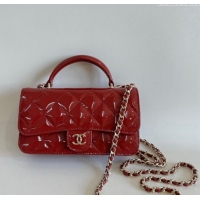 Buy Discount Chanel Patent Calfskin Flap Phone Holder with Chain AP3226 Red 2024