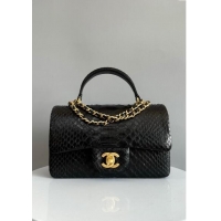 Reasonable Price Chanel Mini Classic Flap Bag with Top Handle in Pythonskin Leather AS2431 Black 2024