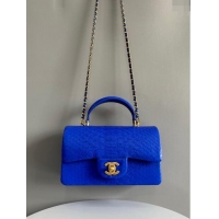 Best Price Chanel Mini Classic Flap Bag with Top Handle in Pythonskin Leather AS2431 Blue 2024