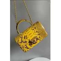 Shop Design Chanel Mini Classic Flap Bag with Top Handle in Pythonskin Leather AS2431 Yellow 2024