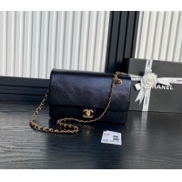 Top Quality Chanel Medium Flap Bag with Chain in Grained Shiny Calfskin AS5180 Black 2024