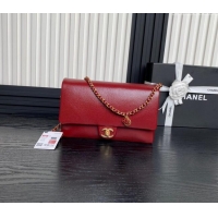 Low Cost Chanel Medium Flap Bag with Chain in Grained Shiny Calfskin AS5180 Red 2024