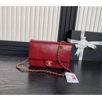 Pretty Style Chanel Grained Shiny Calfskin Small Flap Bag with Chain AS5186 Red 2024