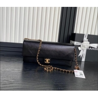 Super Quality Chanel Grained Shiny Calfskin Maxi Clutch Bag with Chain AS5182 Black 2024