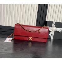 Good Product Chanel Grained Shiny Calfskin Maxi Clutch Bag with Chain AS5182 Red 2024