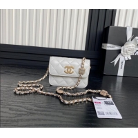 Well Crafted Chanel Lambskin Clutch with Chain AP4315 White 2024