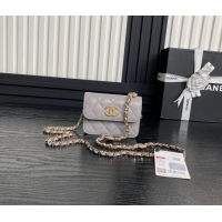 Top Design Chanel Lambskin Clutch with Chain AP4315 Grey 2024