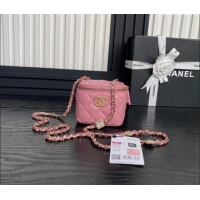 Famous Brand Chanel Lambskin Clutch with Chain AP4302 Pink 2024