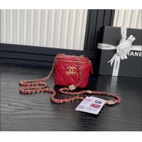 Buy Fashionable Chanel Lambskin Clutch with Chain AP4302 Red 2024