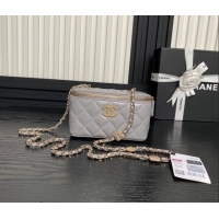 Luxury Discount Chanel Lambskin Clutch with Chain AP4301 Grey 2024