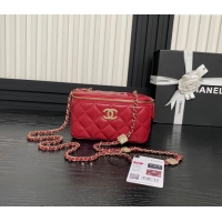 Luxury Discount Chanel Lambskin Clutch with Chain AP4301 Red 2024