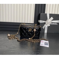 Big Discount Chanel Lambskin Clutch with Chain and Pearls AP4285 Black 2024