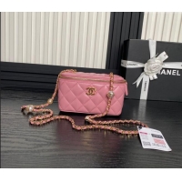 Shop Cheap Chanel Lambskin Clutch with Chain and Pearls AP4285 Pink 2024