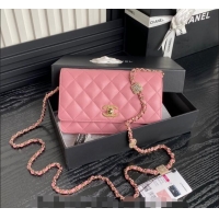 Most Popular Chanel Lambskin Wallet on Chain WOC AP4299 Pink 2024