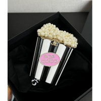 Best Price Chanel Popcorn Minaudiere Evening bag with Pearls AS5217 White/Black/Light Pink 2024