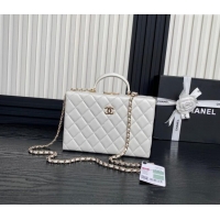 Most Popular Chanel Quilted Lambskin Box Bag AS5168 White 2024