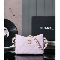 Buy Discount Chanel Lambskin Hobo Bag with CC Chain Strap AS5177 Light Purple 2024