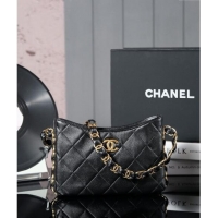 Most Popular Chanel Lambskin Hobo Bag with CC Chain Strap AS5177 Black 2024