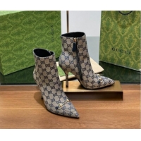 Buy Fashionable Gucci GG Canvas Ankle Boots 10.5cm with Horsebit Grey 1014058