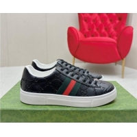 Good Product Gucci Ace Sneakers in Black GG Embossed Leather with Web 1014081