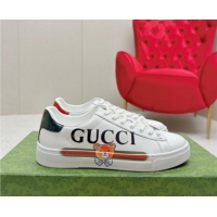 Best Grade Gucci Ace Leather Sneakers with Bear Print White 1014091