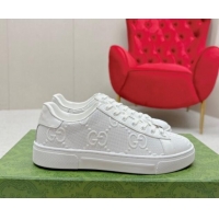 Good Quality Gucci Ace Sneakers in Perforated Leather with Interlocking G White 1014086