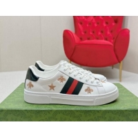 Shop Cheap Gucci Ace Leather Sneakers with Bee and Star White 1014088