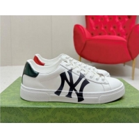 Fashion Luxury Gucci NY Ace Leather Sneakers White 1014093