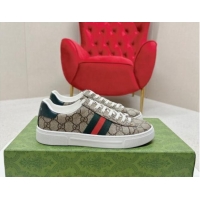 Good Product Gucci Ace GG Canvas Sneakers with Web Beige/Green 1014095