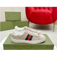 Stylish Gucci Ace GG Suede Sneakers Dusty Beige 1014097