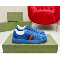 Sumptuous Gucci Women's Ace GG Crystal Canvas Sneakers Blue 1014103