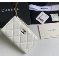 Reasonable Price Chanel Patent Calfskin Zip Card Holder Wallet AP0221 White 2024