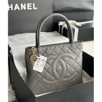 Best Quality Chanel Grained Calfskin Vintage Top Handle bag AS1804 Grey 2024