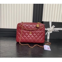 Promotional Chanel Shiny Lambskin Medium Camera Case bag AS5187 Burgundy 2024