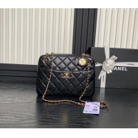 Discount Chanel Shiny Lambskin Medium Camera Case bag AS5187 Black 2024